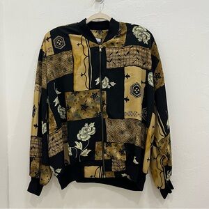 Vintage Cascais of California Women Jacket Size XL Brown Floral Print
